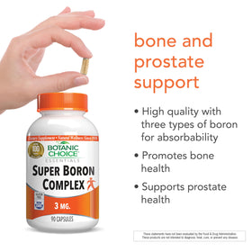 Botanic Choice Complément Super Boron 3mg, mise en scène avec des ingrédients naturels