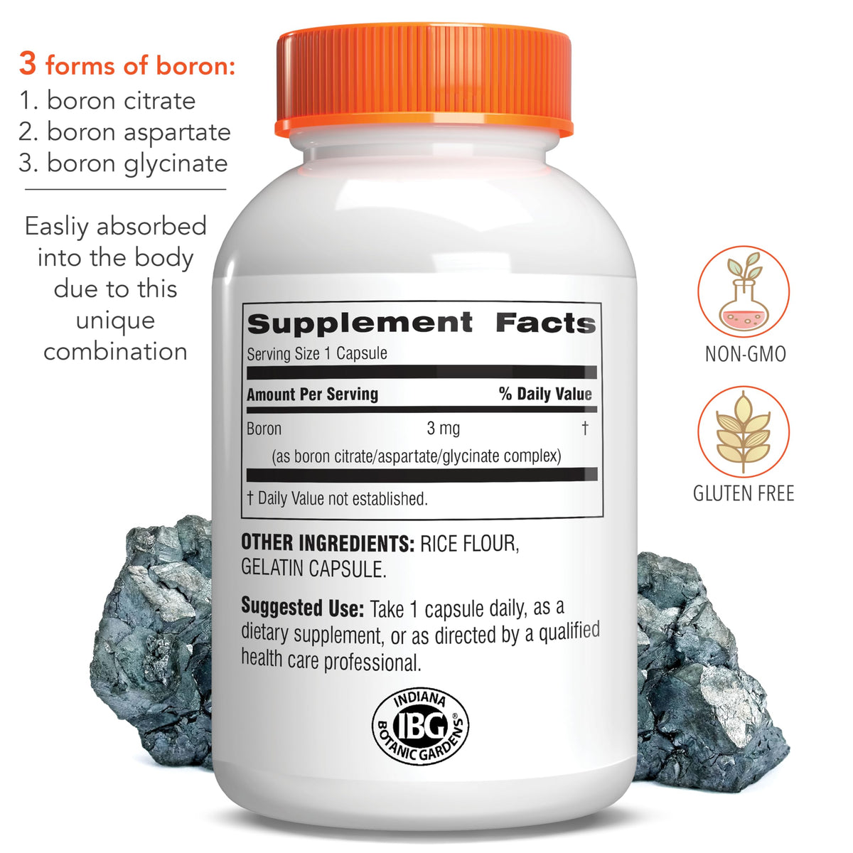 Botanic Choice Complément Super Boron 3mg, vue arrière du paquet
