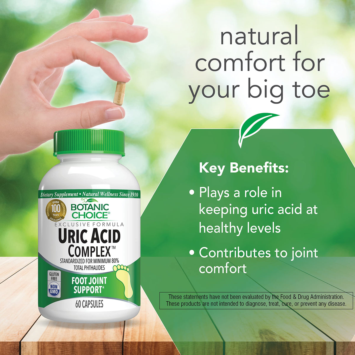 Botanic Choice Complexe Uric Acid 60 capsules avec ingrédients