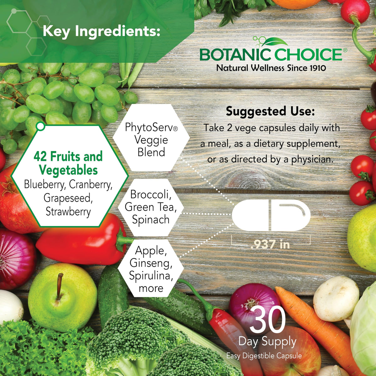 Botanic Choice Mélange de Fruits & Légumes capsule ouverte montrant le contenu