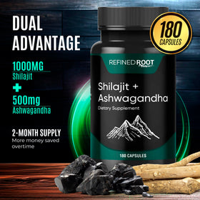 Bottle of Blast Supplements Shilajit and Ashwagandha capsules