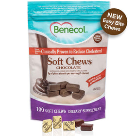 Bouchées Benecol Soft Chews chocolat montrant la texture douce