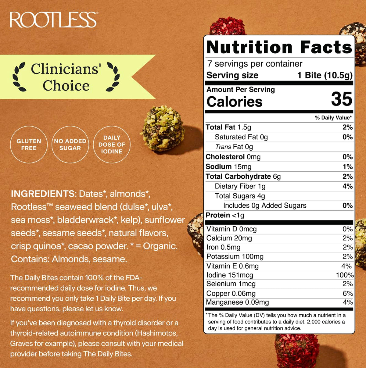 Bouchées Daily Bites Cacao Crunch sur une assiette