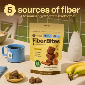 Bouchées de Fibres Fiome, sachet avec informations nutritionnelles