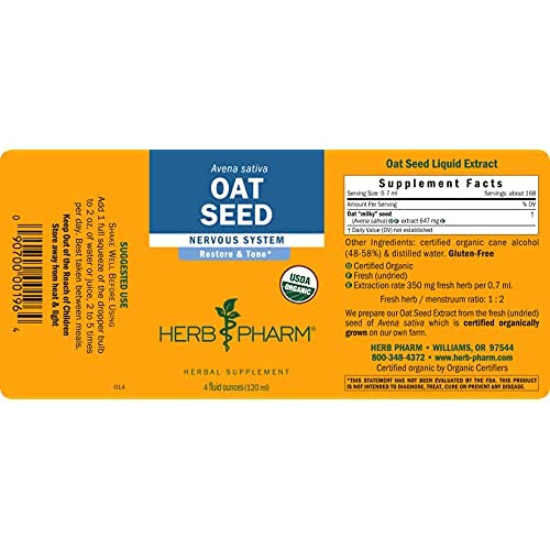 Bouchon compte-gouttes de l'extrait de graines d'avoine Herb Pharm