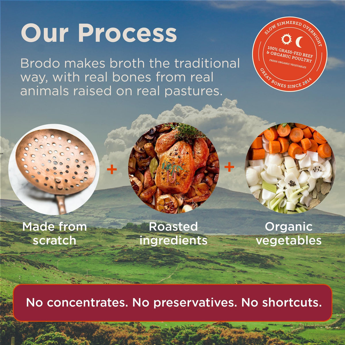 Bouillon osseux Brodo sur une table en bois