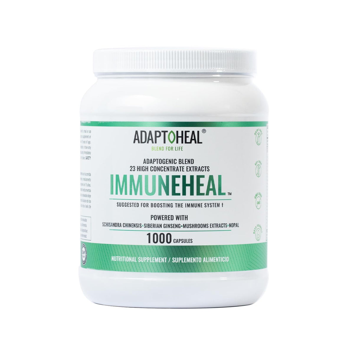 Bouteille ADAPTOHEAL Complément Alimentaire 1000 Capsules vue de face