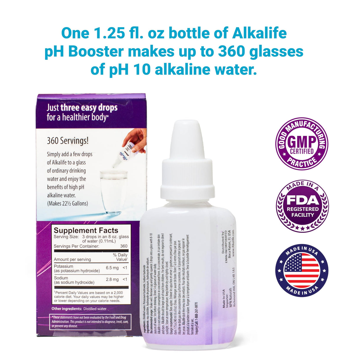 Bouteille Alkalife pH support avec fond blanc