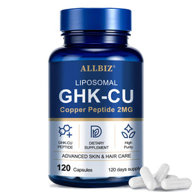 Bouteille ALLBIZ Peptide de Cuivre Liposomal GHK-Cu 314mcg 120 capsules