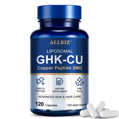 Bouteille ALLBIZ Peptide de Cuivre Liposomal GHK-Cu 314mcg 120 capsules