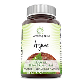 Bouteille Amazing India Arjuna 500 Mg 120 gélules végétariennes vue de face