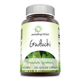 Bouteille Amazing India Guduchi 500 Mg avec 60 capsules végétariennes