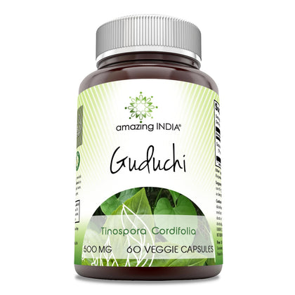 Bouteille Amazing India Guduchi 500 Mg avec 60 capsules végétariennes