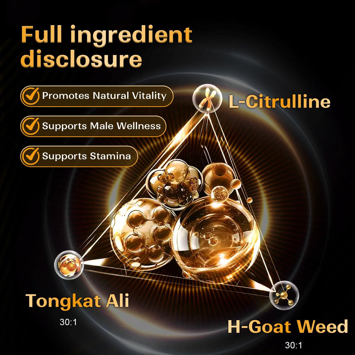 Bouteille BioHarmony Hornygoatweed avec gélules visibles