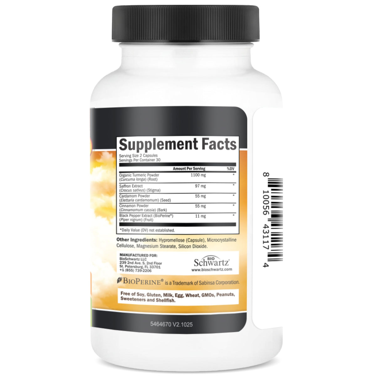 Bouteille BioSchwartz Complément Curcuma avec label clair
