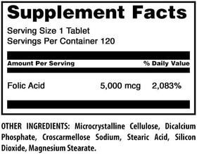 Bouteille d'Acide Folique Amazing Nutrition 5000 Mcg