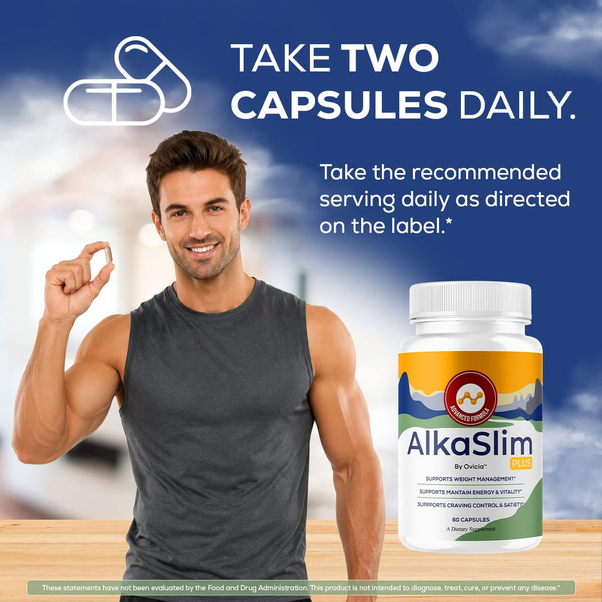 Bouteille d'Alka Slim Plus avec capsules à côté