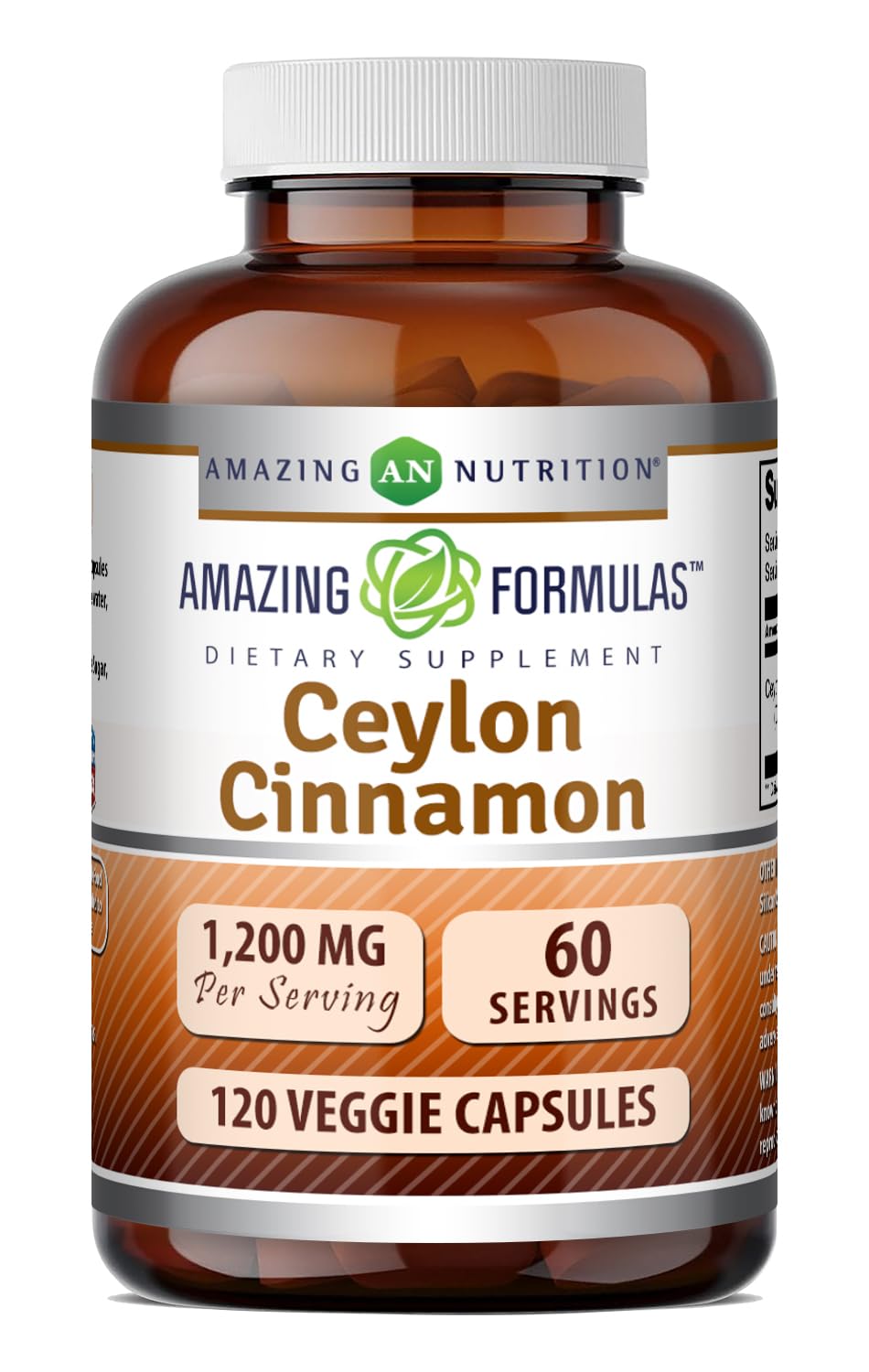 Bouteille d'Amazing Nutrition Ceylon Cinnamon 1200 Mg, vue avant
