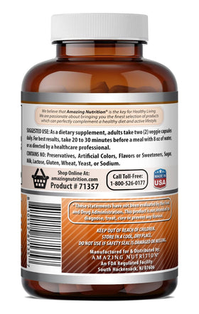 Bouteille d'Amazing Nutrition Ceylon Cinnamon avec des gélules à côté