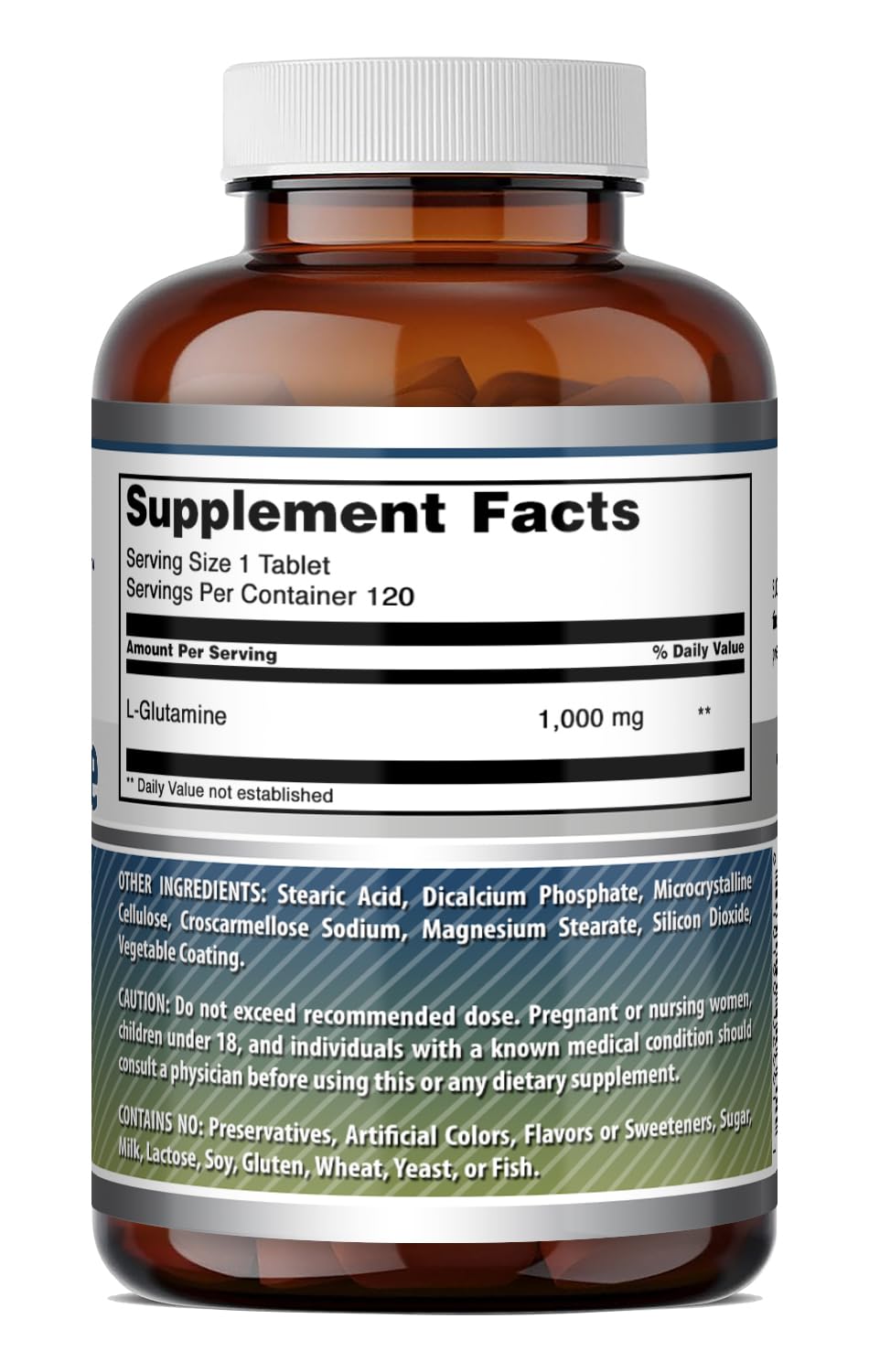 Bouteille d'Amazing Nutrition L-Glutamine 1000 mg sur une table