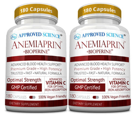 Bouteille d'Anemiaprin Approved Science vue de face avec capsules