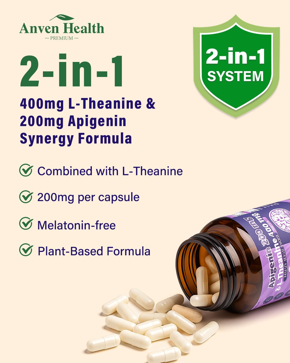 Bouteille d'Anven Health Complément Alimentaire avec capsules à côté