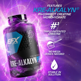 Bouteille d'EFX Sports Kre-Alkalyn Pro avec étiquette détaillée