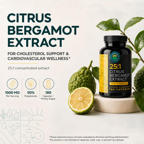 Bouteille d'Extrait de Bergamote 1000mg avec capsules visibles