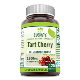 Bouteille d'extrait de cerise acide Herbal Secrets 1200 mg vue de face
