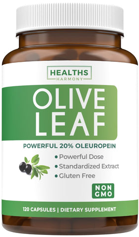 Bouteille d'extrait de feuille d'olivier Healths Harmony 750mg vue de face