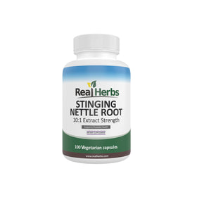 Bouteille d'extrait de racine d'ortie Real Herbs 750mg 100 capsules