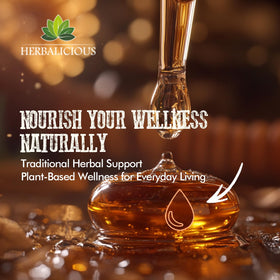 Bouteille d'extrait de réglisse bio HERBALICIOUS sur une table