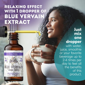 Bouteille d'extrait de verveine bleue bio avec étiquette