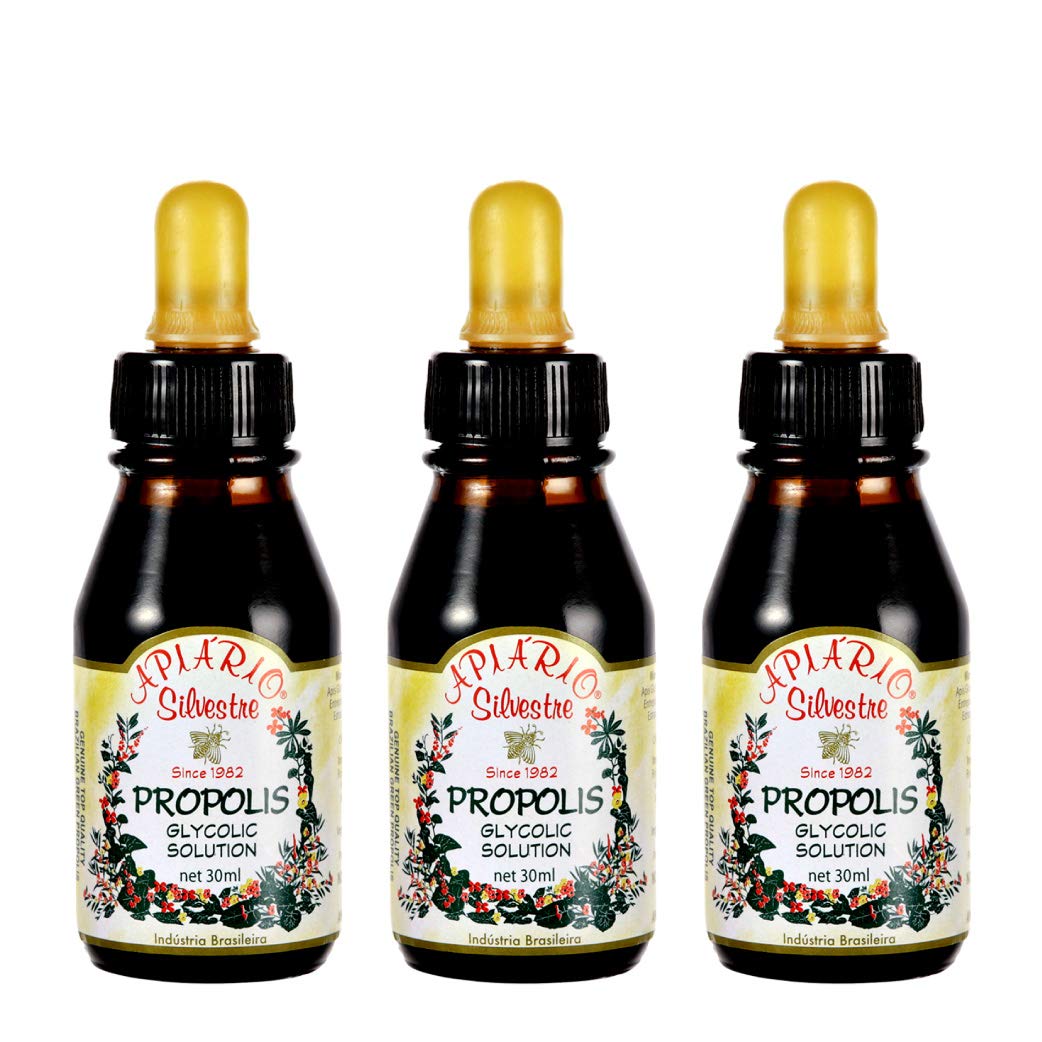 Bouteille d'extrait liquide de propolis verte brésilienne Apiario Silvestre vue de face