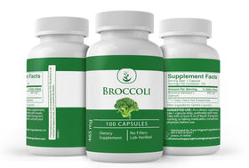 Bouteille d'extraits de brocoli avec étiquette claire