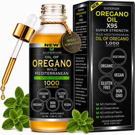 Bouteille d'huile d'origan bio 1 000 gouttes vue de face