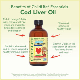 Bouteille d'Huile de Foie de Morue CHILDLIFE ESSENTIALS dans un environnement familial
