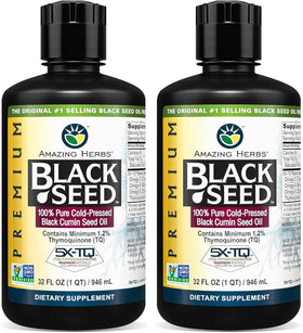 Bouteille d'huile de graines noires Amazing Herbs 32 Fl Oz vue de face