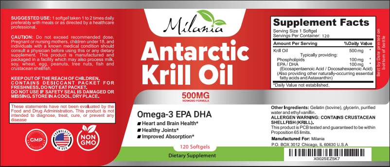 Bouteille d'huile de krill de l'Antarctique avec capsules