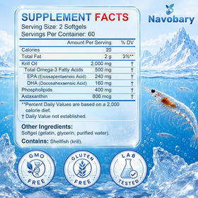 Bouteille d'huile de Krill Navobary 2000mg ouverte