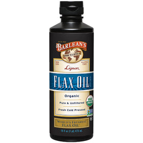 Bouteille d'huile de lin lignane Barlean's 16oz vue de face