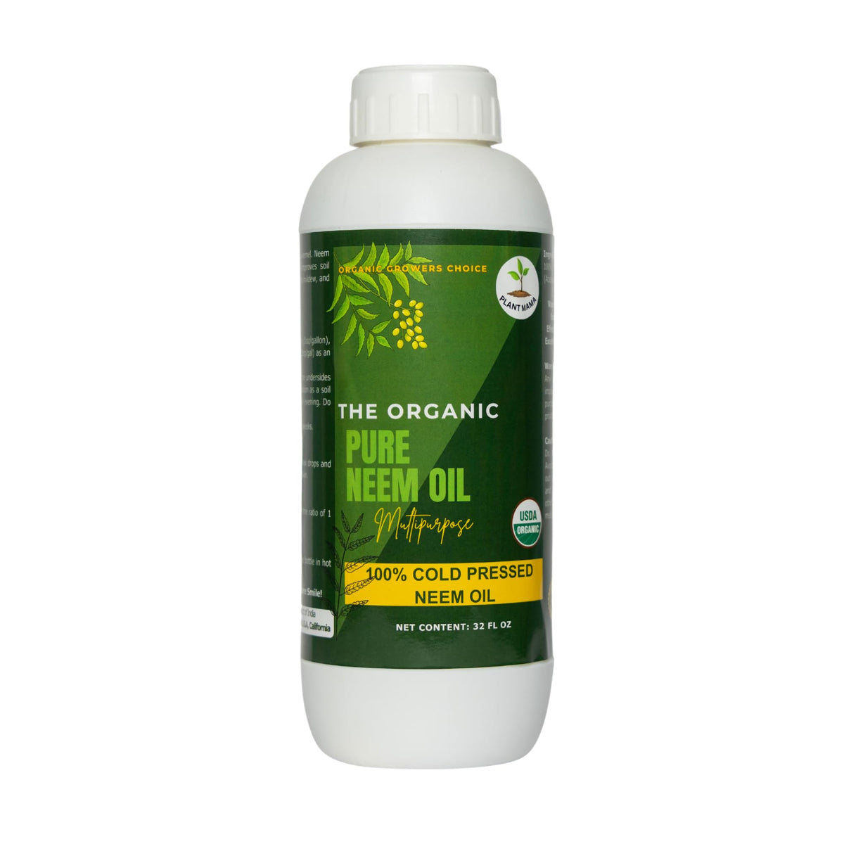 Bouteille d'huile de neem PLANT MAMA 32 fl oz vue de face