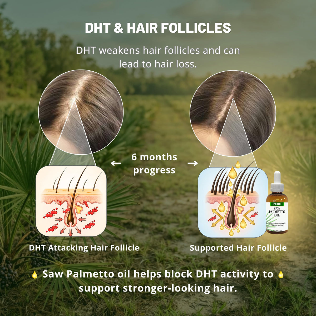 Bouteille d'huile de Saw Palmetto Pure PHYTO LIFE avec des baies de Saw Palmetto