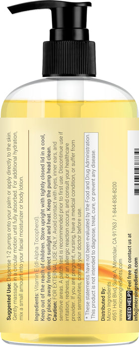 Bouteille d'huile de vitamine E Micro Ingredients en situation