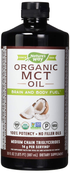 Bouteille d'huile MCT de coco Nature's Way vue de face