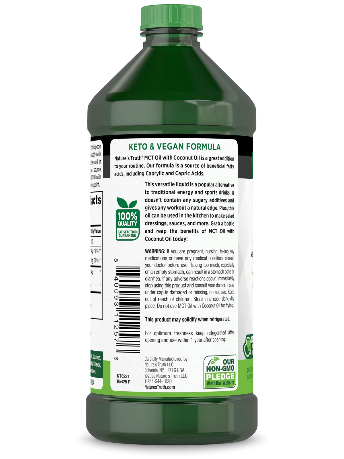 Bouteille d'huile MCT Nature's Truth sur un fond de cuisine
