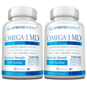 Bouteille d'Omega-3 MD 2500mg vue de face