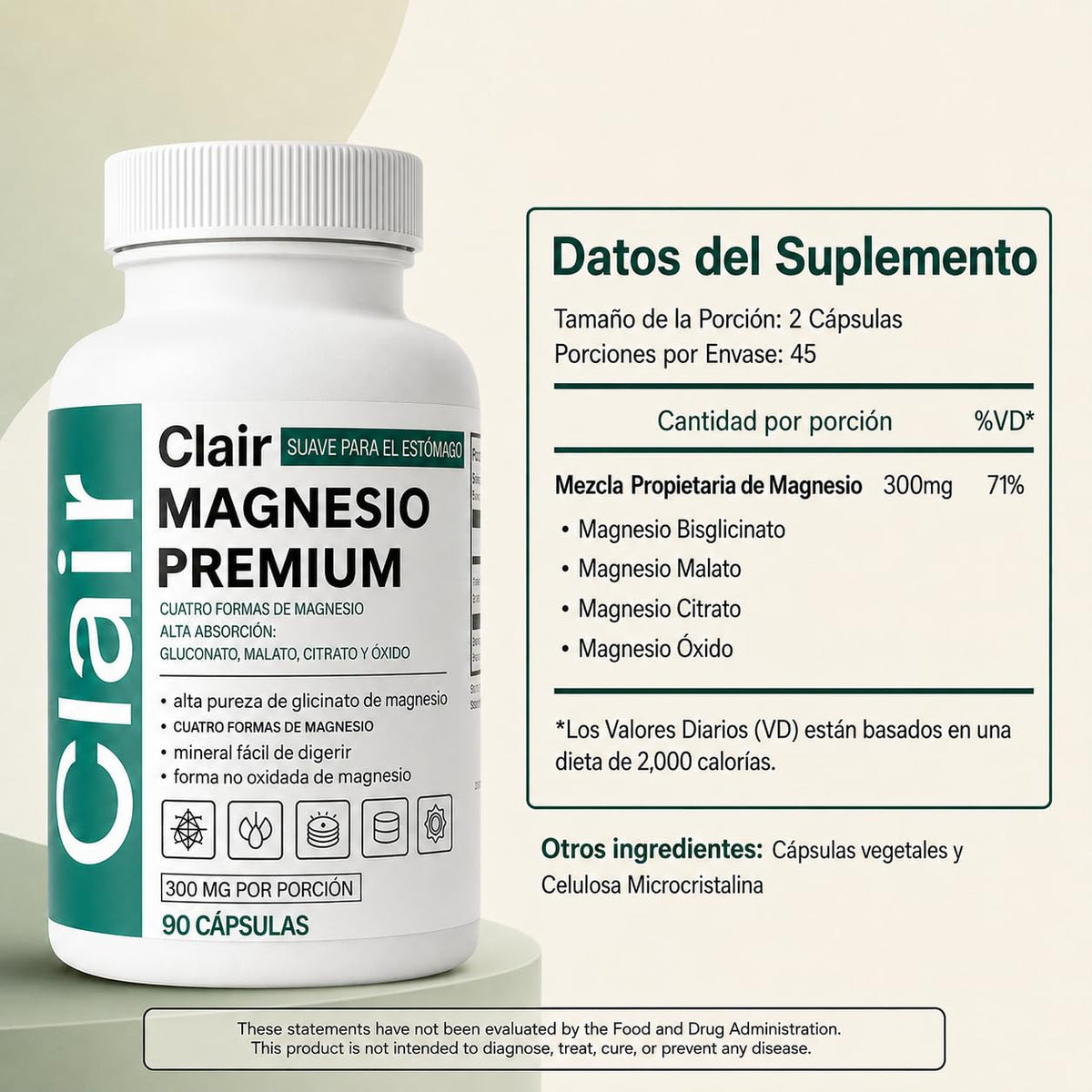 Bouteille d'Optifusion Clair Magnésio Premium avec capsules