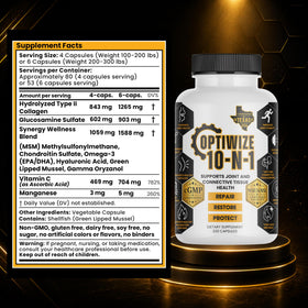 Bouteille d'OptiWize 10 en 1 sur une table avec des équipements de fitness