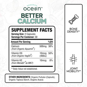 Bouteille d'Organics Ocean Better Calcium avec étiquette